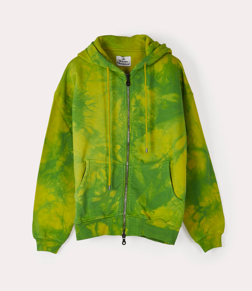 RUGGED ZIP HOODIE LIME GREEN TIE-DYE