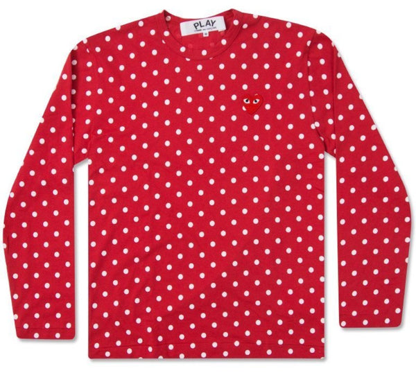 COMME DES GARÇONS PLAY polka-dot long sleeve top - RED
