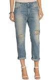 Blue Pop Trash Cropped Distressed Boyfriend Jeans