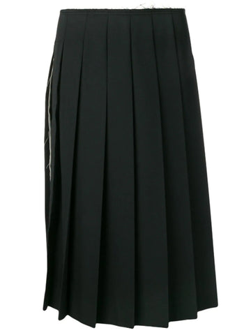 frayed waist pleated skirt