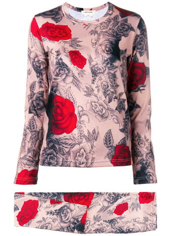 rose print two-piece set