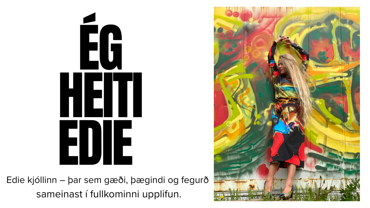 Edie kjóllinn með síð-erma hönnun og V-hálsmáli, ásamt belti sem skilgreinir mittið og bætir við stíl og þægindum.