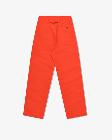 Back flat
Junya Watanabe Man Cotton Pants in orange with back buckle adjuster, back view