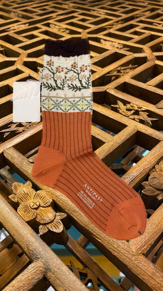 ANTIPAST Floral mosaic socks orange