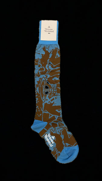 Vivienne Westwood Graffiti high sock turquoise