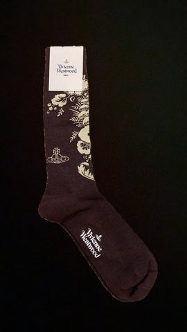 Flower sock aubergine