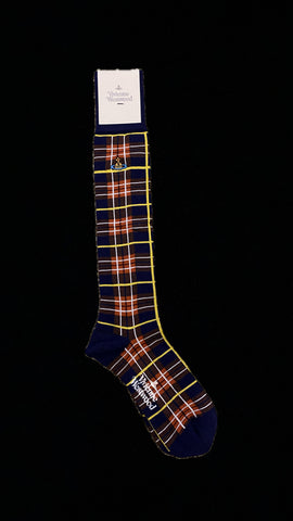 Vivienne Westwood High Sock Tartan Navy Blue