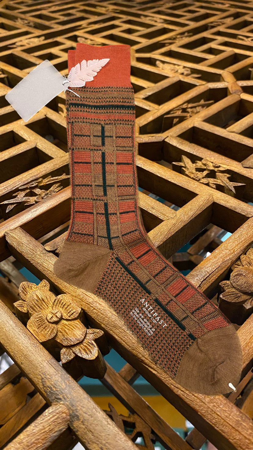 ANTIPAST Tartan Check Mens sock Beige