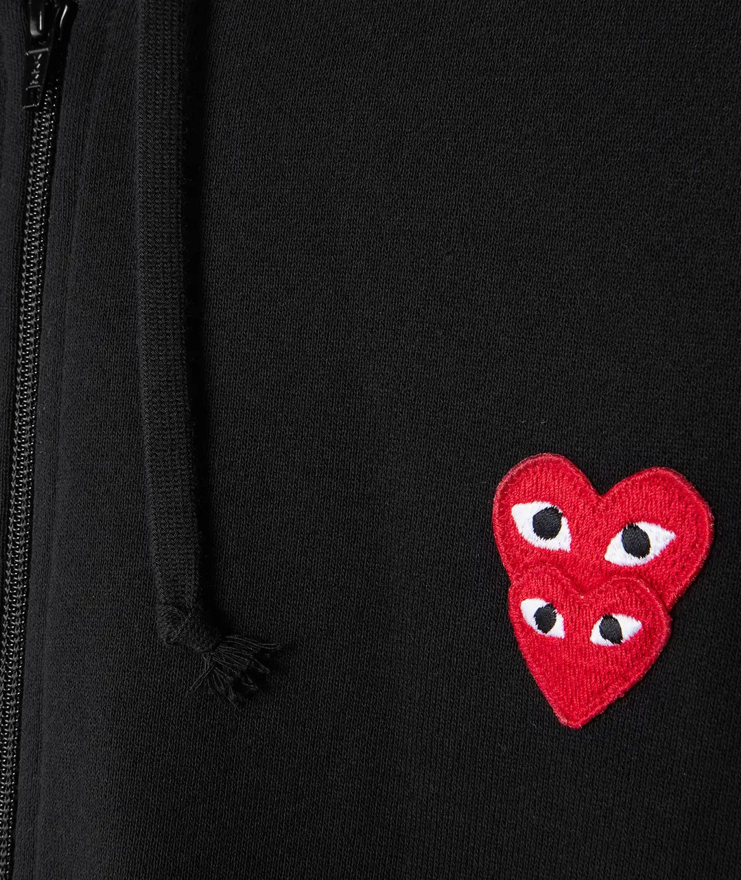 PLAY COMME des GARÇONS Unisex Zip-Up Hoodie With Layered Red Emblem BLACK