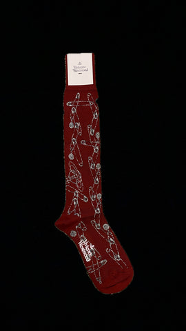 Vivienne Westwood Safety Pin high sock Bordeaux