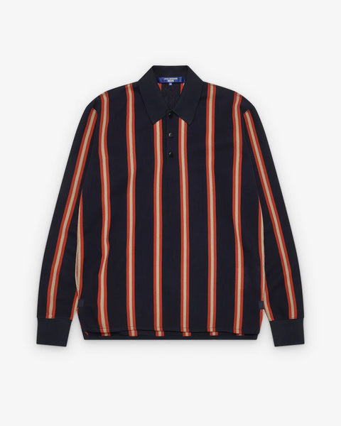 Front flat
Junya Watanabe Man Striped Knit Polo in navy and orange, front view