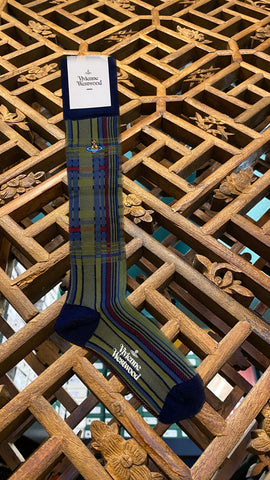 Vivienne Westwood Oversized High madras  sock - Dark BLUE