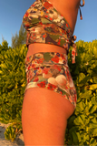 Kron by Kronkron Dita Highrise Bikini Bottom in Það sem ég sé print worn as a high-rise bikini bottom close up