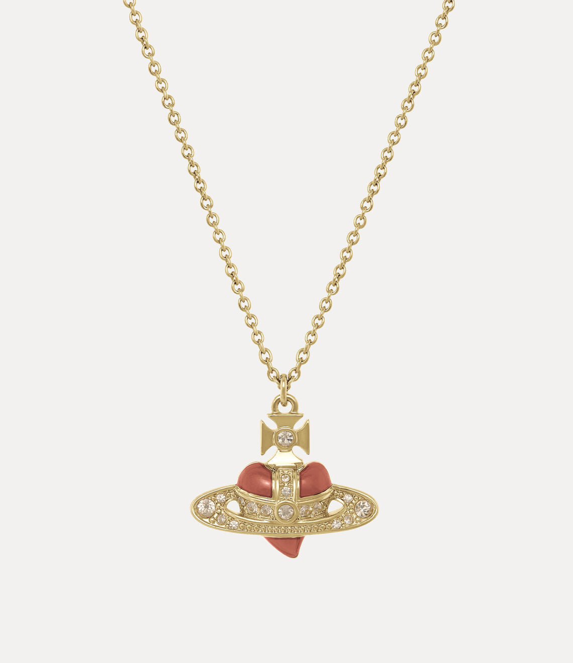 New Diamante Heart pendant Necklace in gold-light gold quartz