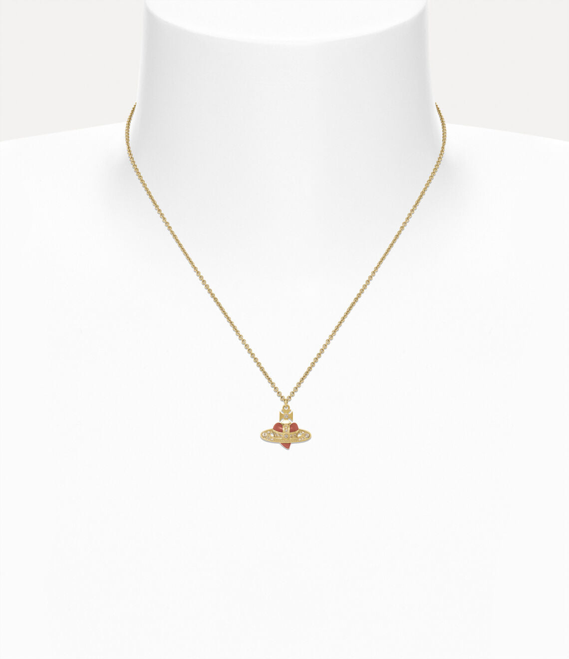 New Diamante Heart pendant Necklace in gold-light gold quartz