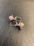 CASSIE drop orb Earrings Platinum/Creamrose pearl/pink Enamel