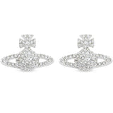 GRACE bas relief stud Earrings Platinum/crystal