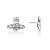 GRACE bas relief stud Earrings Platinum/crystal