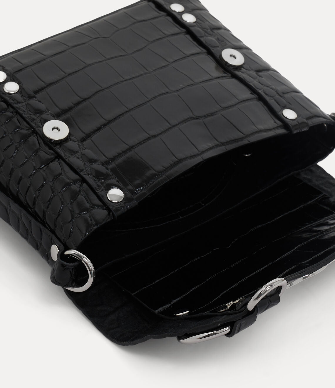 KIM Crossbody black croc paten