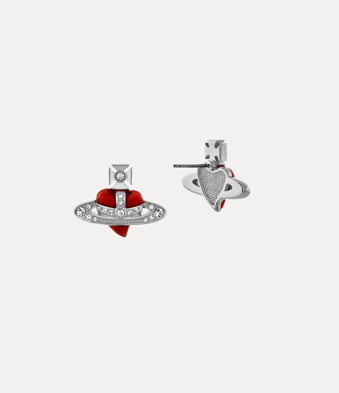 New Diamante Heart Earrings in Platinum-Crystal