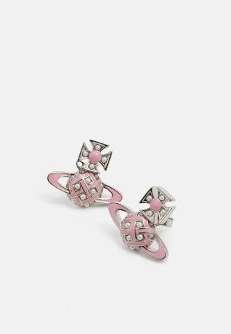 CASSIE Earrings Platinum/Cream Rose/Pearl/Pink enamel