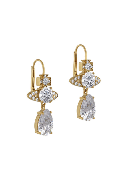 ISMENE Drop Earrings gold/white cz