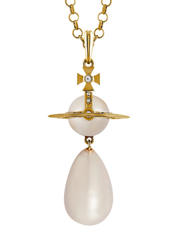 Giant Pearl Drop pendant Gold/Cream Rose pearl