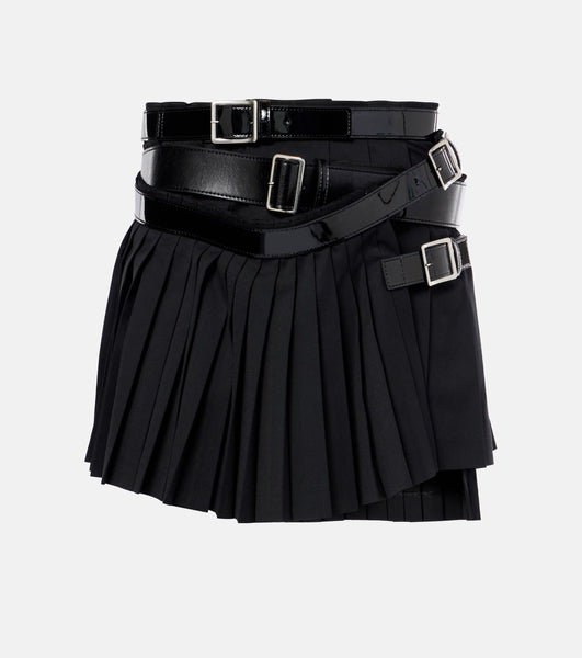 Junya Watanabe Belted pleated wool-blend skirt