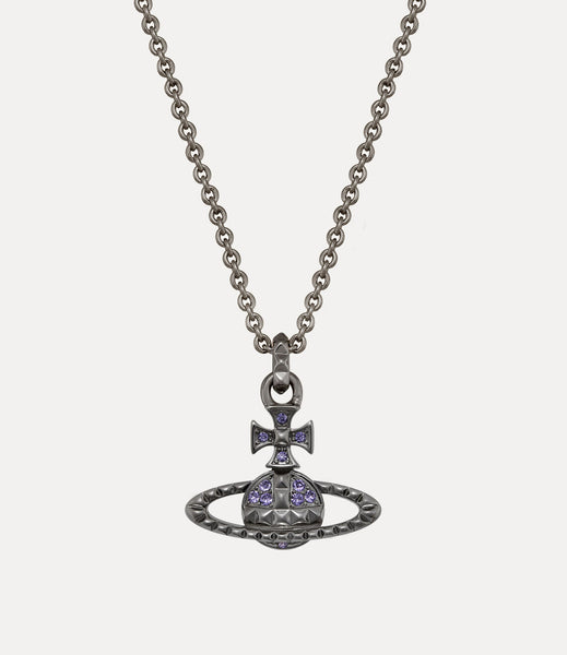 Mayfair bas relief pendant gunmetal/Tanzanite