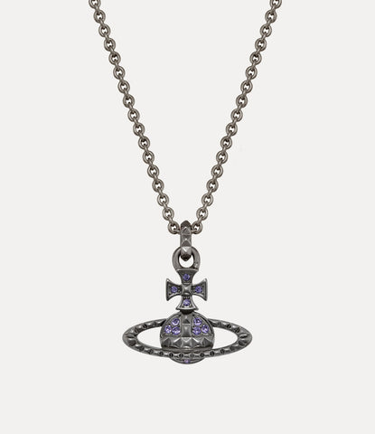 Mayfair bas relief pendant gunmetal/Tanzanite