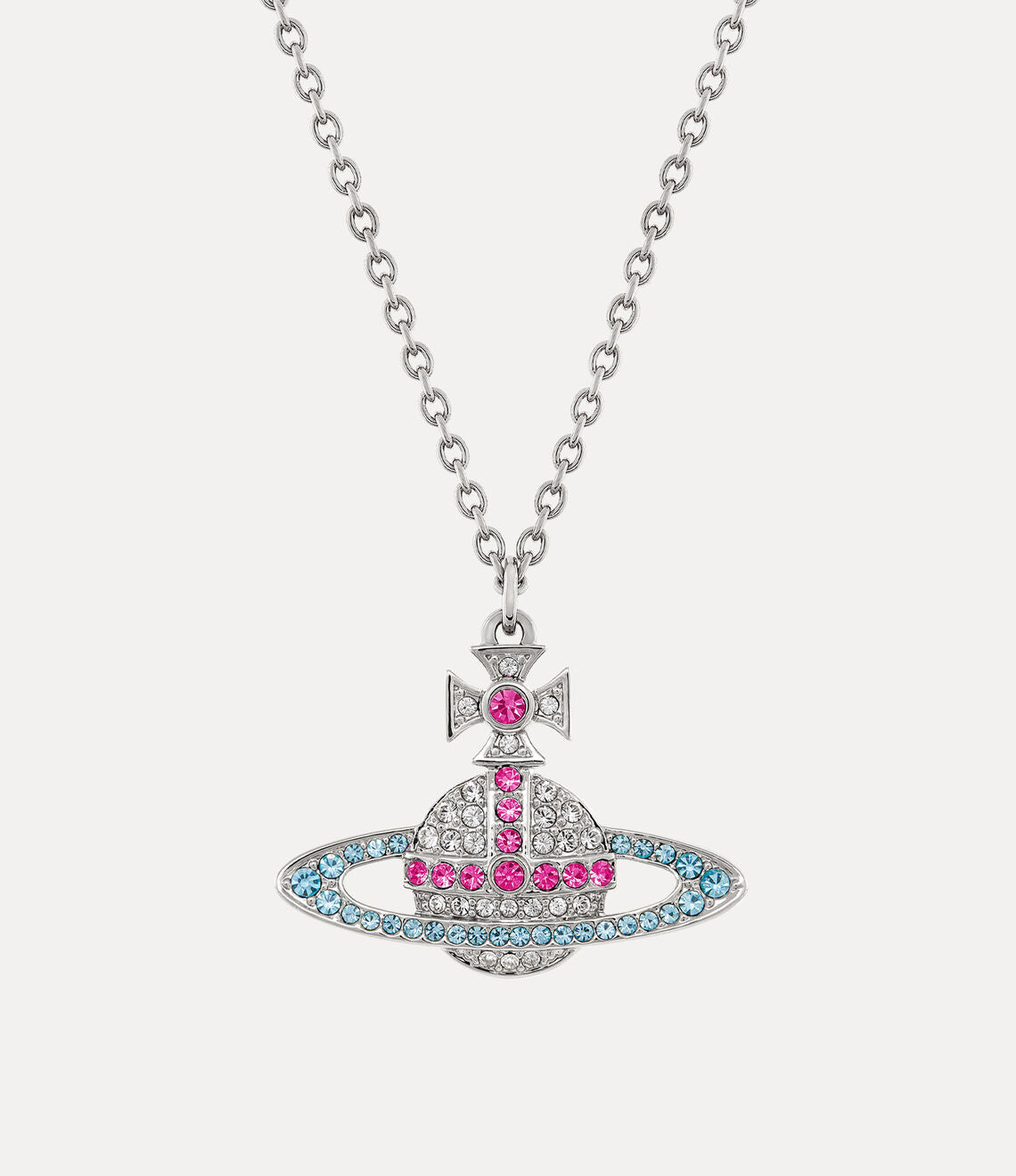 KIKA pendant Necklace in Platinum/crystal/fushia