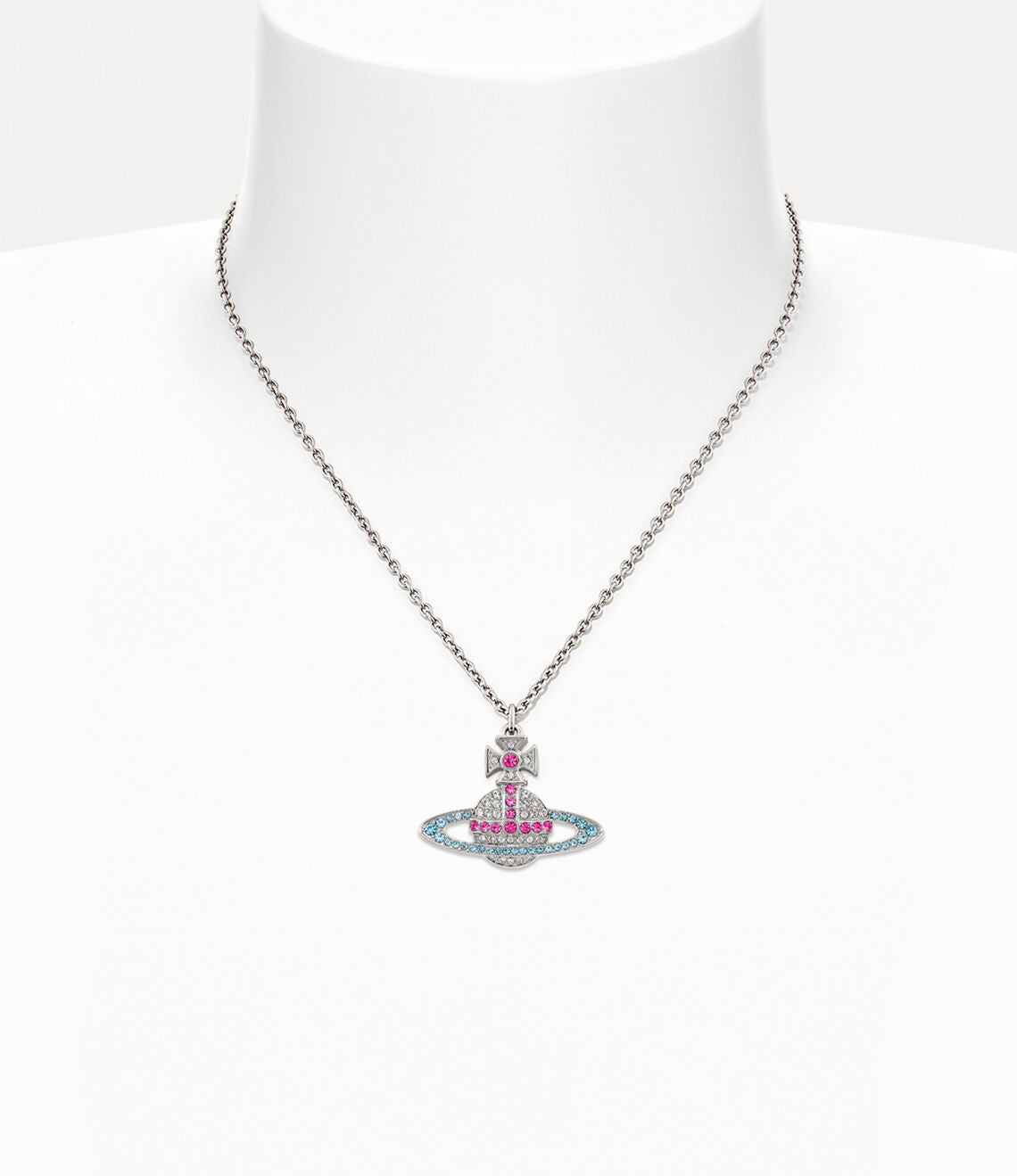 KIKA pendant Necklace in Platinum/crystal/fushia