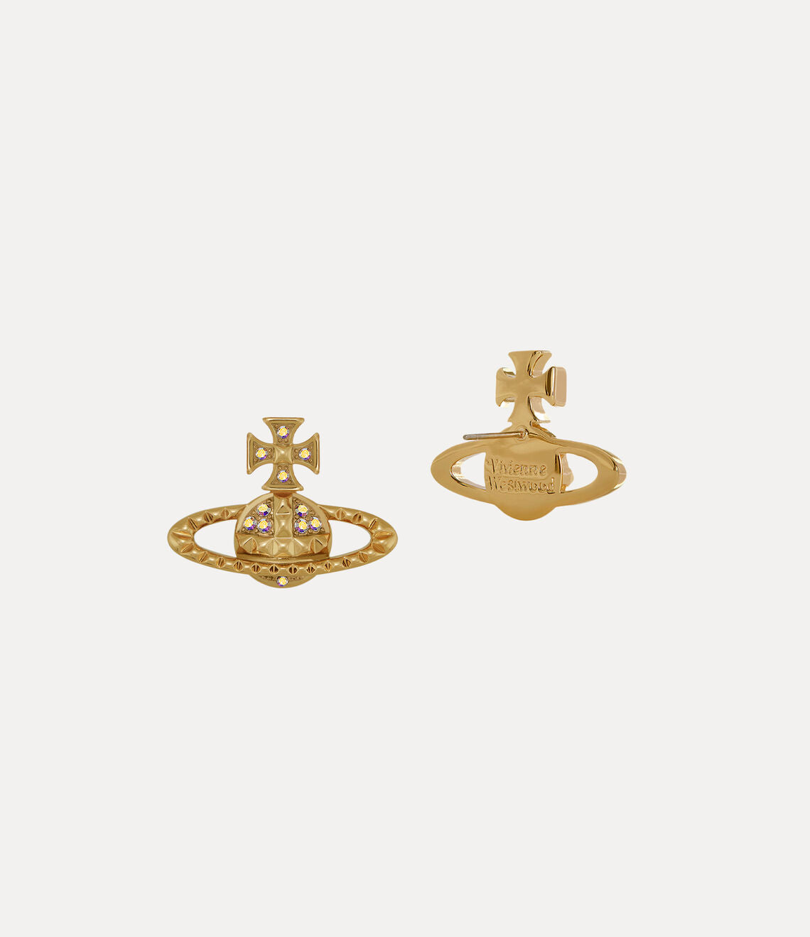 Mayfair bas relief earring gold/crystal