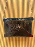 Vivienne Westwood Crinkle Envelope clutch black w/chain