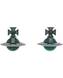 Franca Earrings ruthenium/emerald