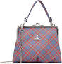Granny Frame Purse in blue/orange Tartan