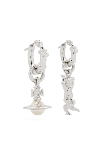 Anglo Pearl Earrings in Platinum-Creamrose pearl