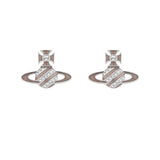 Assita Bas Relief Earrings Silver Crystal