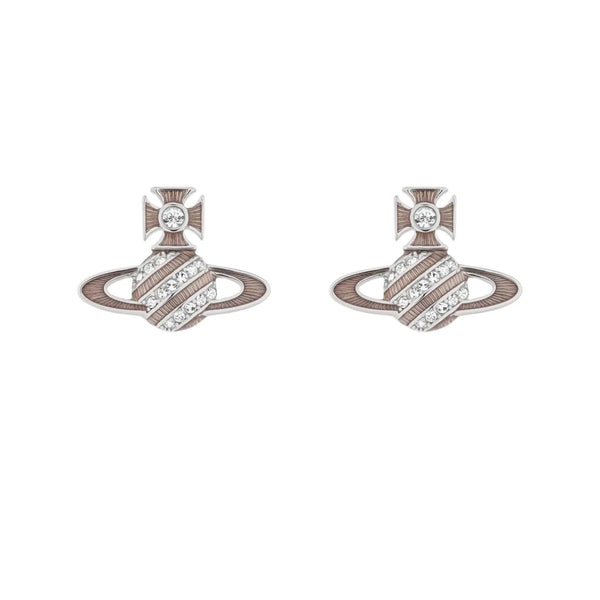 Assita Bas Relief Earrings Silver Crystal