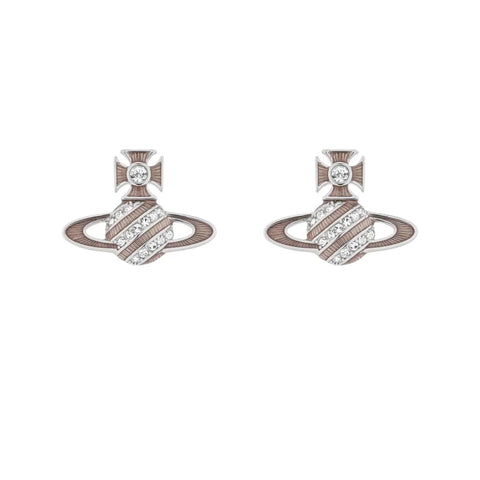 Assita Bas Relief Earrings Silver Crystal