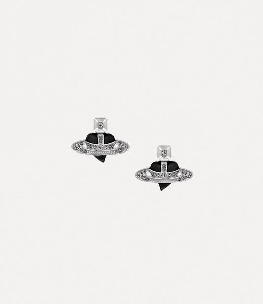 New Diamante Heart Earrings in Platinum-Black