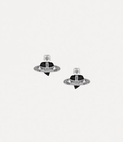 New Diamante Heart Earrings in Platinum-Black