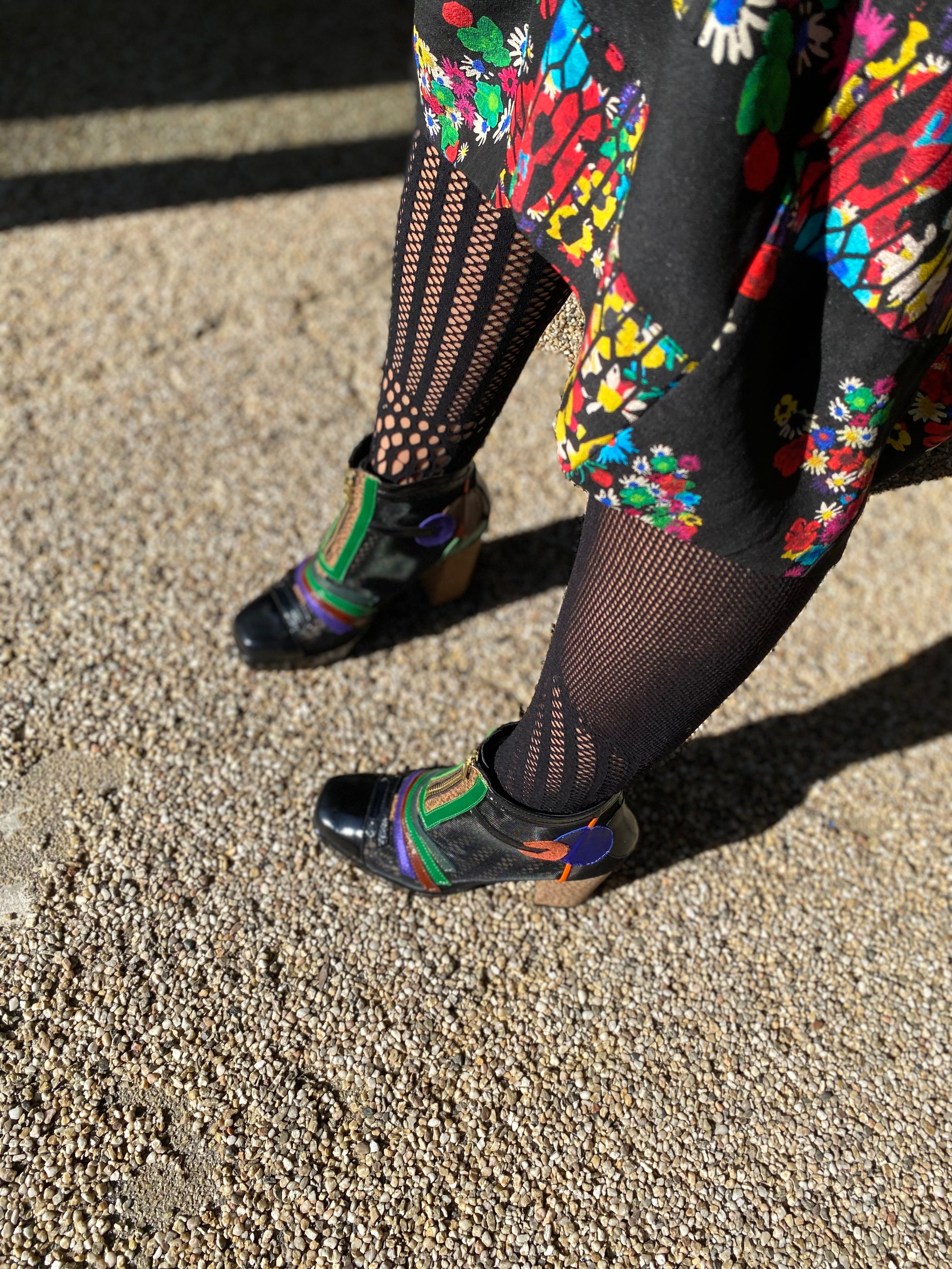 Square toe boots Black/Multi