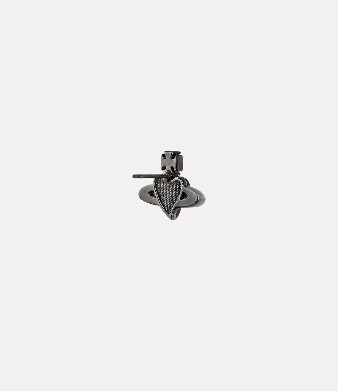 Man Diamante heart single stud