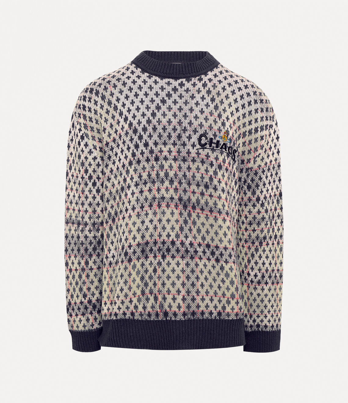 Distressed tartan jumper