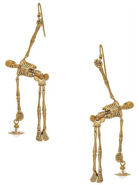 SKELETON LONG earrings gold/ivory