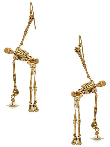 SKELETON LONG earrings gold/ivory