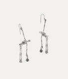 SKELETON LONG earrings platinum/black enamel