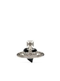 Man Diamante heart single stud platinum/black
