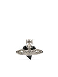 Man Diamante heart single stud platinum/black
